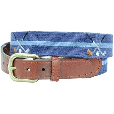 Crossed Clubs Needlepoint Belt in Classic Navy by Smathers & Branson