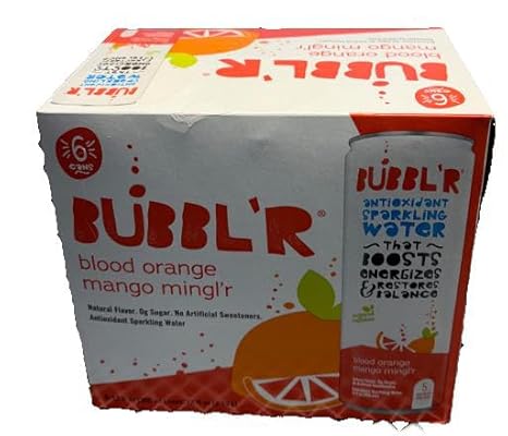 BUBBLR Blood Orange Mango Minglr Antioxidant Sparkling Water - 6pk12 fl oz Can