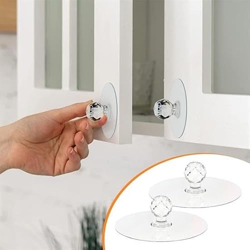 2 Adet Çok Amaçlı Kristal Kendinden Güçlü Yapışkanlı Kulp Askı Tutma Kolu, Kapı Dolap Klozet Çekmece Kapak Kulp