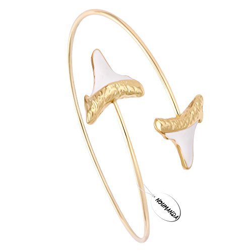 NOUMANDA Fashion White Enameled Double Headed Shark Tooth Bracelet
