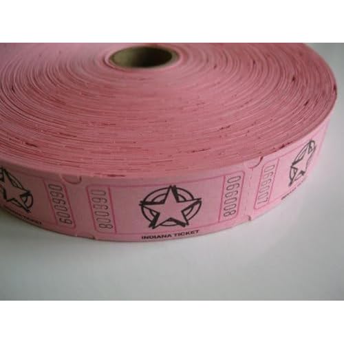 2000 Pink Star Single Roll Consecutively Numbered Raffle Tickets