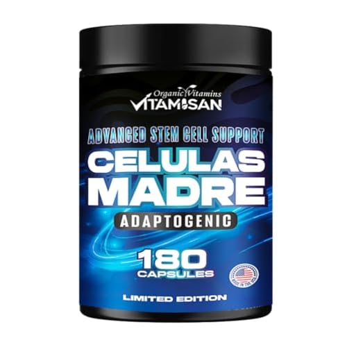 VITAMISAN Celulas Madres 180 Capsules - Stem Cell Blue Green Algae - Non GMO -Gluten Free AFA -Celula Madre Supplement - Lions Mane Beta Glucan Supports Healthy Aging & Promotes Immune Spirulina.