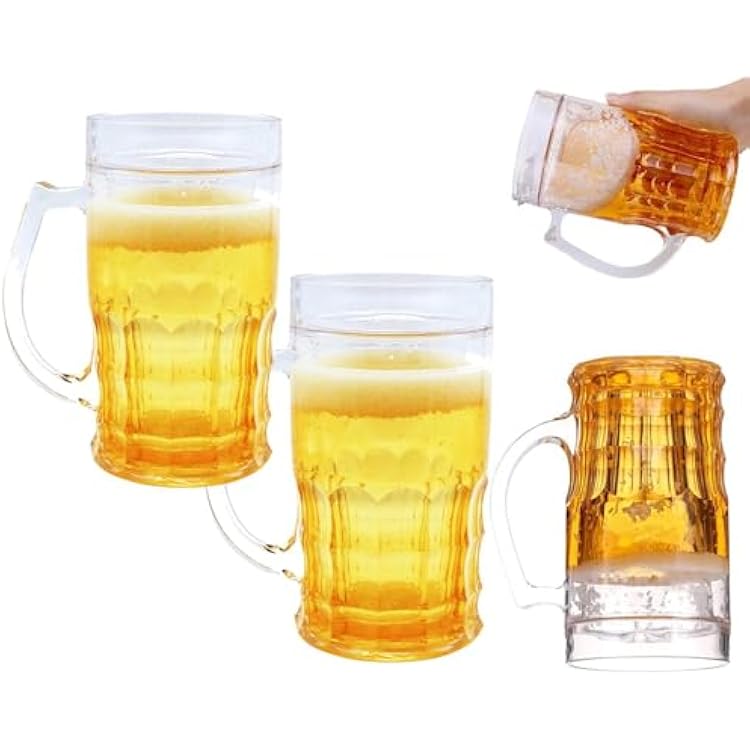 Fake Beer Mug - 15x8.5cm Double Layer Funny Beer Mug, Realistic Plastic Fake Beer Mugs with Handles Mezzanine Model Beer for Bar Beverages Pranks, Parties & Novelty Decor 2