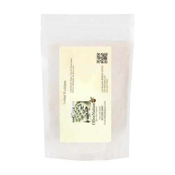 OliveNation Sorbet Stabilizer - Non Dairy Frozen Dessert Stabilizer Powder Prevents Crystals, Improves Texture, Mouthfeel & Shelf Life in Fruit-Based Sorbet, Sherbet, Plant-Based Ice Cream (4.00oz)