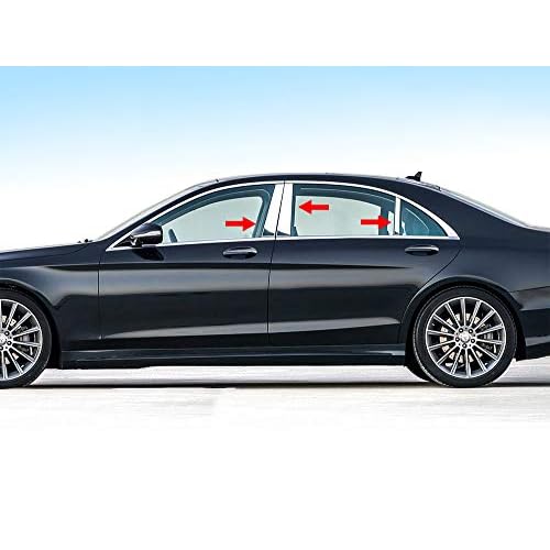 Made in USA! Compatible with 2014-2020 Mercedes-Benz S Class 6PC Stainless Steel Chrome Pillar Post Trim