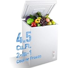 Anypro Chest Freezer 4.5 Cu.Ft, FreeStanding Top Door Compact Small Deep Mini Freezer with Removable Baskets, 7 Adjustable Temperatures for Garage Dorm Apartment RV Kitchen Business, White