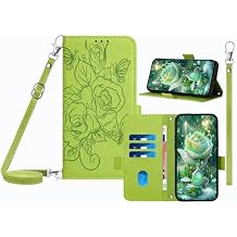 IVY PU Leather Flip Cover Wallet Case [Rose][Wrist & Shoulder Strap][Card Holder][Kickstand] for iPod Touch 7/6/5 Case - Green