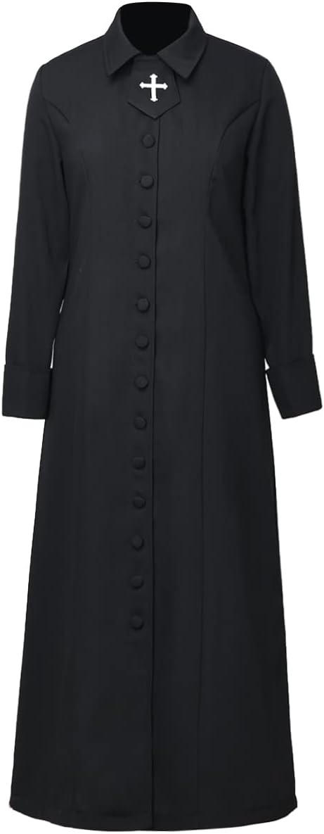 BLESSUME Clergy Women Roman Cassock Single Breasted Minister Choir Cassock Robe Clergy Pulpit Vestment