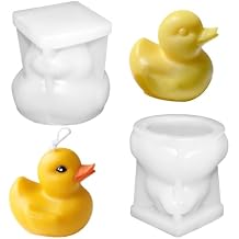 2 Pcs 3D Duck Silicone Candle Mold Cute Duck Chocolate Candy Fondant Mold Ice Cube Mould for Soap Candle Cupcake Dessert Decor