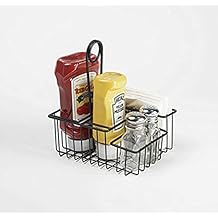 G.E.T. 4-31696 4 Compartment Condiment Caddy, Teflon Coated, 8" x 6.5", Black