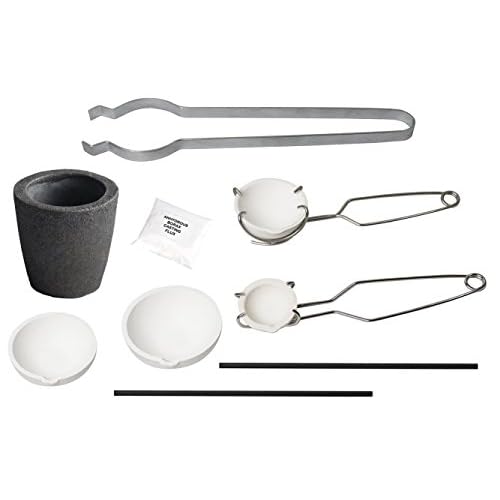 Jewelry Smelting Gold Silver Set Kit Ceramic Foundry Crucible Tongs Flux 17A