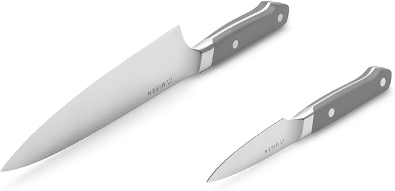 Misen 2-piece Knife Set - 8in Chef - 3.5in Paring - High Carbon Stainless Steel - Gray