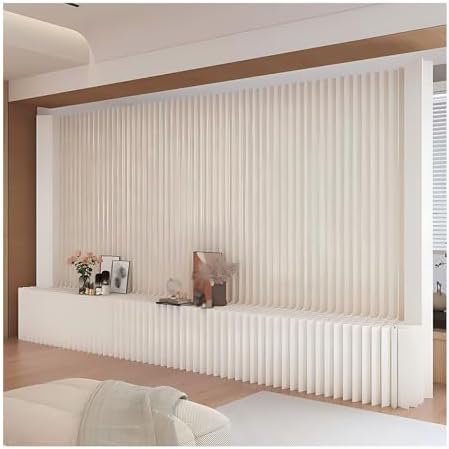 Room Dividers Flexible Privacy Room Divider Panel with Storage Rack, Paper Room Separator DND Room Partition No Assembly Required, for Living Room Office Studio(3.28~6.56x5.9x1.41ft)