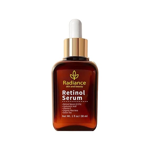 RADIANCE - Retinol Serum for Face with Vitamin E, Organic Jojoba Oil, Aloe Vera, Green Tea, Hylauronic Acid for Smoothing Fine Lines, Dark Spot & Anti Aging, Anti Wrinkles Facial Serum 1 Oz