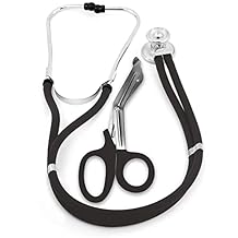 ASA TECHMED Sprague Double Tube Adult and Pediatric Stethoscope + Matching EMT Shears, Ideal for EMT, Nurse, Doctor, Medical Student, Paramedic, and First Responders (Hunter Green)