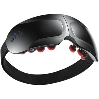 Fullicon Eye Massager with Heat & Vibration, Ultra Light Migraine Relief Products, Foldable Mask with Bluetooth Music, Face Massager with Type-C Charging, 5 Modes FSA Eligible Items Only List Black