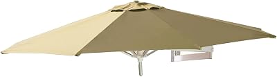 Outdoor Wall Umbrella, Tilting Sunshade Umbrella with Adjustable Pole, Aluminum Patio Parasols for Garden Balcony Yard
