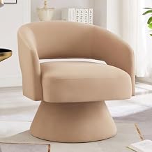 24KF Modern 360 Degree Swivel Accent Chair Armchair, Comfy Velvet Barrel Chair for Living Room Bedroom,Round Swivel Accent Chair Corner Chair for Nursery-Taupe