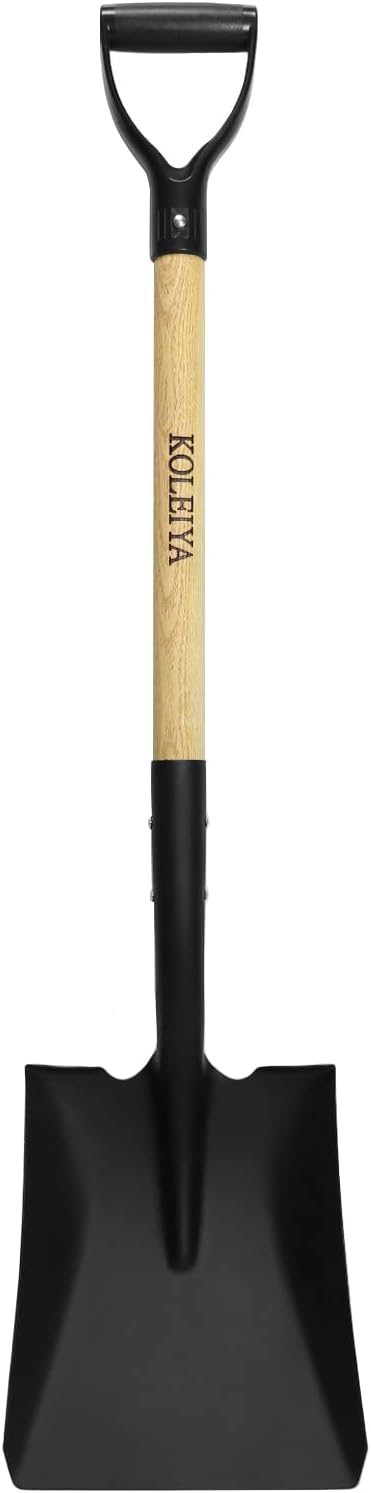 KOLEIYA Flat Shovel,Transfer Shovel with D Handel and Heavy Duty Square Head for Landscaping,Gardening,Construction,Snow Shoveling and Yard Work,41-Inch,Metal+Wooden
