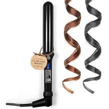 NuMe Classic Ceramic Curling Wand - Tourmaline 1.25 Inch Barrel Hair Curler, Negative Ion Conditioning, Far Infrared Heat - All Hair Types - Black