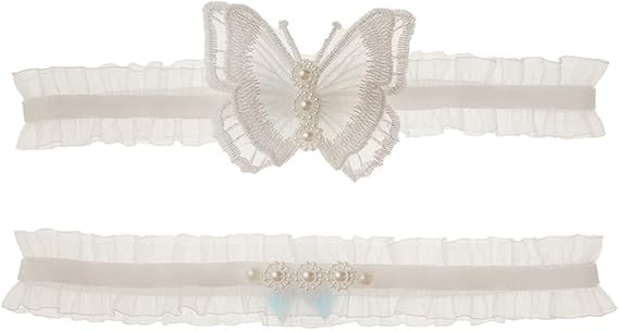 Wedding Garter for Bride,Bridal Garter Set Stretchy Lace Leg Garter with Flower Floral, White Garter for Bride