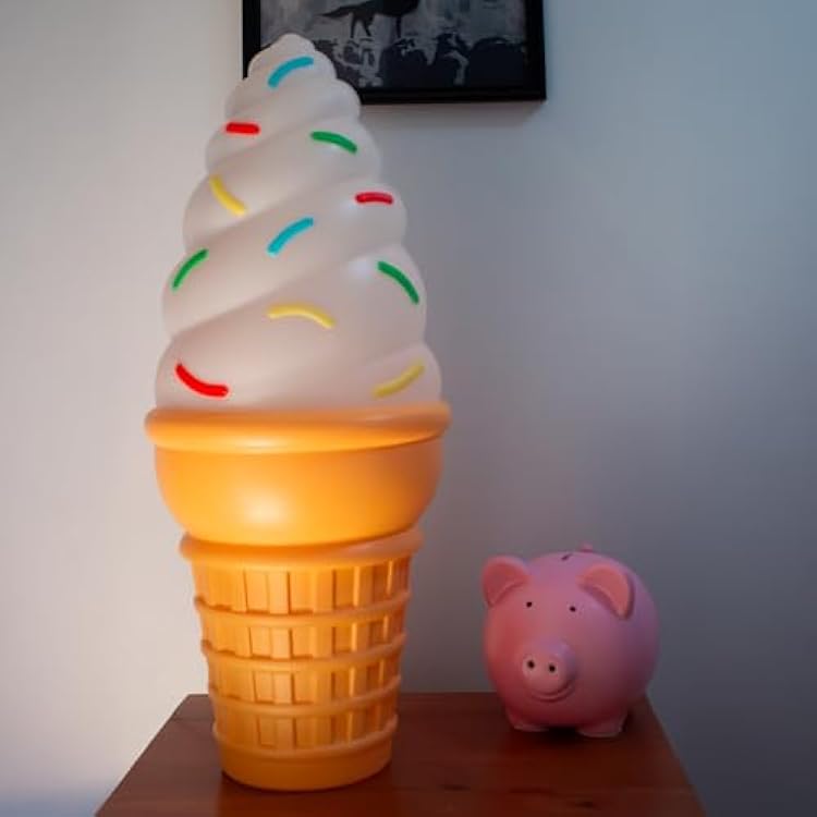25-Inch Lighted Giant Ice Cream Cone Novelty Blow Mold Light Retro Dessert Decor with Fun LED Lights for Indoor Use Cute, Quirky Lamp for Kitchen or Party Display