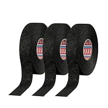 tesa 51608 Noise Damping PET Fleece Automotive Wire Harness Tape, Black, 19mm x 25m, 3 Rolls
