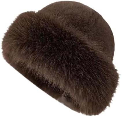 Cossack Hat Russian Hat Women Winter Faux Fur Hat for Motorcycle Walking Travel