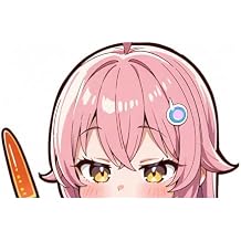 5.1'' Sticker for Pink Hair Girl Peeker Big Head Anime Vinyl Rear Windshield Trunk Decal Car Accessories