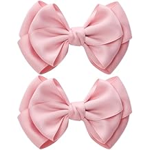 4.5 Inches Double Hair Bows for Women Girls Thick Ribbon Boutique Alligator Clips Hair Accessories for Older Kids Children Young Girls 2 Pcs (Rose Pink)