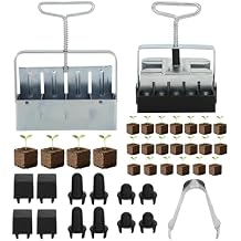 Soil Block Maker 6-Piece Set, Includes 2-Inch 4-Cell And 3/4-Inch 20-Cell Soil Block Makers, 3 Types Of Seed Pins, Growth Tweezers, Handheld Tools For Seed Starting In Greenhouse, Garden, And Farm Use