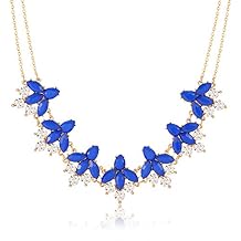 Crystal Flower Collar Necklace for Women Chunky Rhinestone Floral Bib Statement Choker Necklace