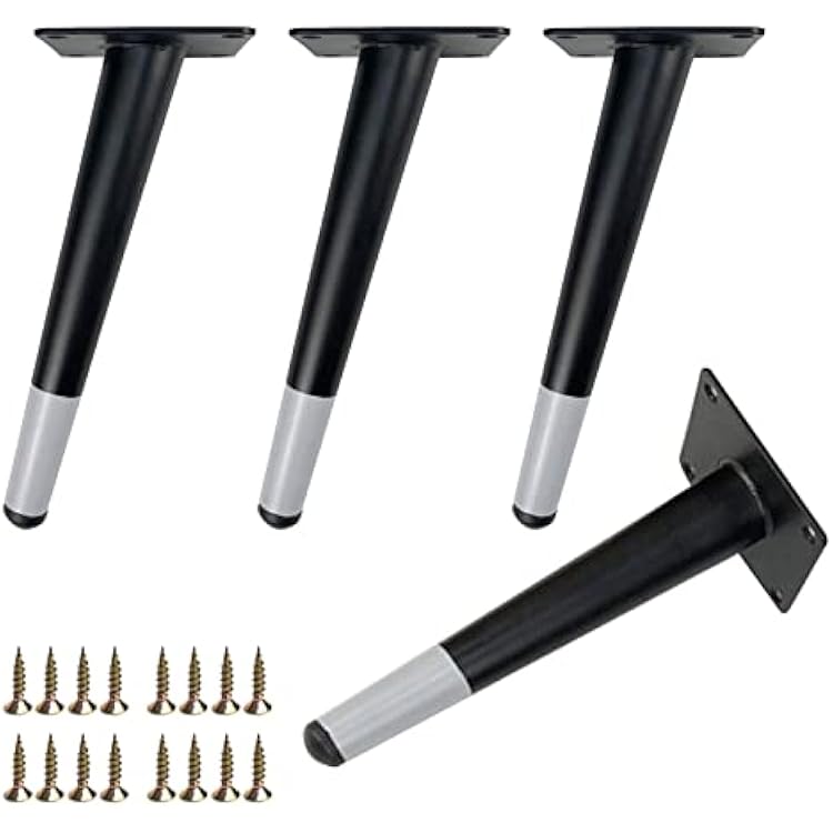 XFSHKJS 10 Inch  25cm Black Furniture Legs, Set of 4, Modern Metal Straight Furniture Feet DIY Replacement Support for Cabinet Cupboard Sofa Table Couch Legs Size : 5 inch12cm