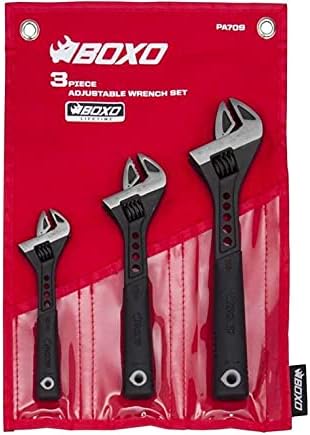 BOXO USA 3 Pc Adjustable Wrench Set for for Plumbing, Auto Repair, UTV/ATV/4X4, Maintenance & More