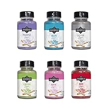 Set 6 Bakersfield Gourmet Colored Sugar Each bottle contains 5 oz - 1 Red, 1 Pink, 1 Blue, 1 Silver, 1 Purple 1 Green.