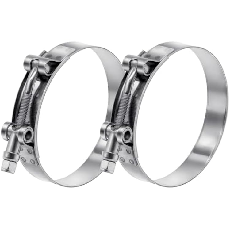 2 Pack 3.5 inch T-Bolt Hose Clamps, Stainless Steel_304 Working Range 95mm-103mm for 3.5 Hose ID, Turbo Intake Intercooler Clamp for Automotive