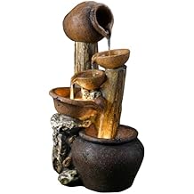 Jeco Tree Pot Outdoor-Indoor Fountain with Illumination, Beige