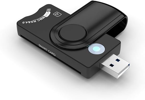 USB Smart Card Reader, DOD CAC Compatible, Government ID Card Reader for Windows Mac Linux, 360-Degree Rotation