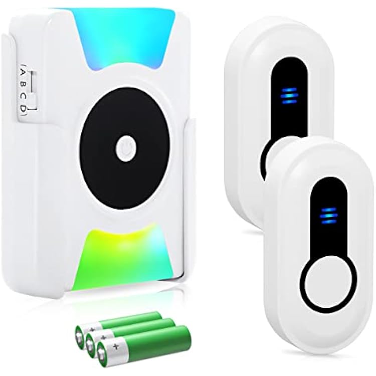 Classroom Doorbell for Teachers Wireless Doorbell Battery Powered Vibrating LED Flashing Hearing Impaired Doorbell Chime Kit Portable Door Bells for Homes Apartment 4 Working Modes 5 Volume Level