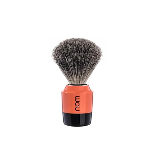 NOM Marten shaving brush | Pure Badger Shave Brush for Shaving soaps and creams | exfoliating shaving brush | Coral handle