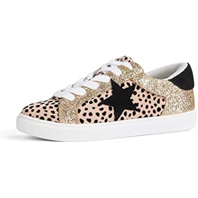 PARTY Womens Dressy Fashion Star Sneakers Lace-Up Low Top Comfortable Cushioned Walking Shoes