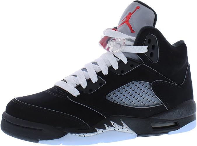 Jordan Nike Air 5 Retro GS Boys Shoes Size 3.5, Color: Black/White/Metallic Silver