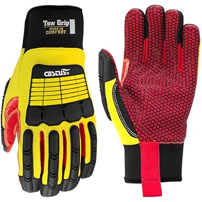 Cestus 3104, Impact Gloves 1,3,10,50 Pairs Fabric Palm with Silicone Overlay for Grip, Heavy Duty Safety Work Gloves