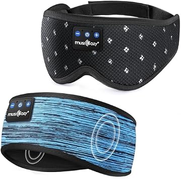 MUSICOZY Sleep Headphones Breathable Sleep Mask Bluetooth 5.4 Wireless Earphones Mask Sleeping Eyemask for Side Sleepers for Women Men Travel Meditation Gift