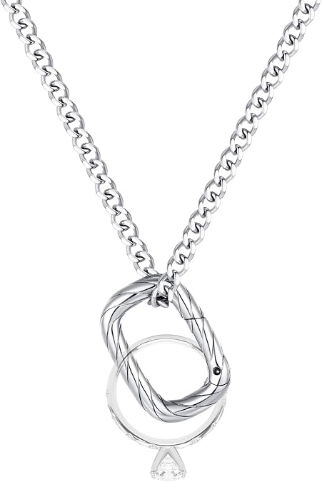 GAVU Ring Holder Necklace for Women, Rectangle Stainless Steel Ring Keeper Necklaces for Women 16"/18"/20"