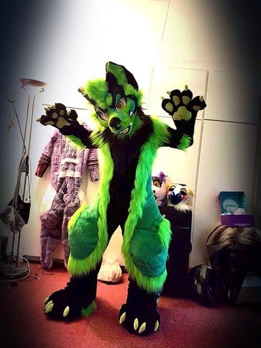Green Black Labrador Husky Cat Wolf Fursuit Fullsuit Teen Costumes Full Furry Suit Furries Costume Anime CUSTOM
