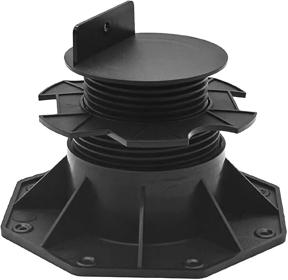 Nicoman Adjustable Deck Support Pedestal, Black, Plastic, for Elevated Decking and Joist Systems (Deck Pedestal - 1 Pack, 60-140mm)