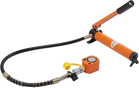 10T Hydraulic Cylinder Jack, Low Profile Single-Acting Mini Jack Ram, Short Steel LiftingJack with CP-180 Hydraulic Hand Pump, 0.43" Stroke Portable Power Ram