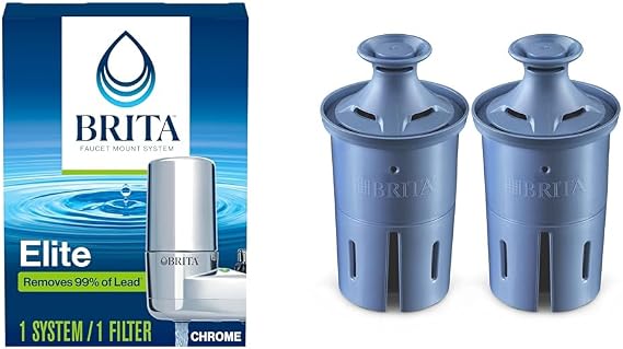 Brita Faucet Mount System, Water Faucet Filtration System with Filter Change Reminder & Elite Water Filter Replacements for Pitchers and Dispensers