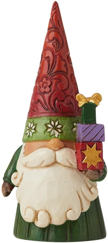 Enesco Jim Shore Heartwood Creek Christmas Gnome Holding Gifts Figurine, 4.06 Inch, Multicolor